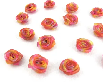 100 Vienetų Šifono Rožių Gėlių Žiedpumpuriai|Ombre Spalva|Gėlių Aplikacijos|Audinys Gėlių|Baby Doll|Amatų Lankas|Priedai